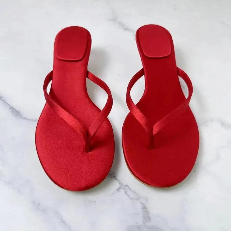 Clip Toe Elegant Low Heeled Ladies Slippers Shoes - Glova