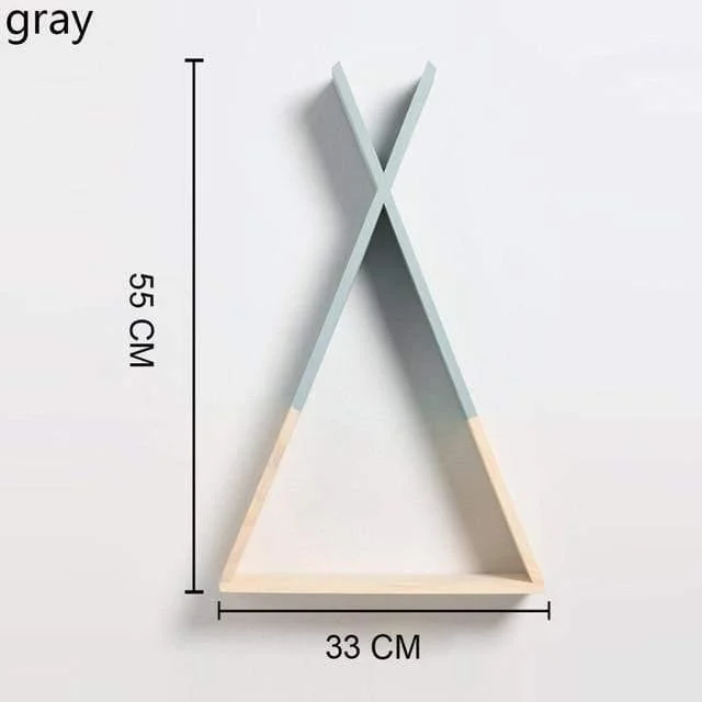 Color Dipped Wooden Triangle Wall Shelf - Glova