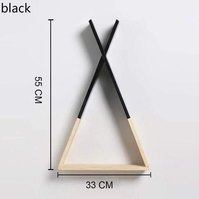 Color Dipped Wooden Triangle Wall Shelf - Glova