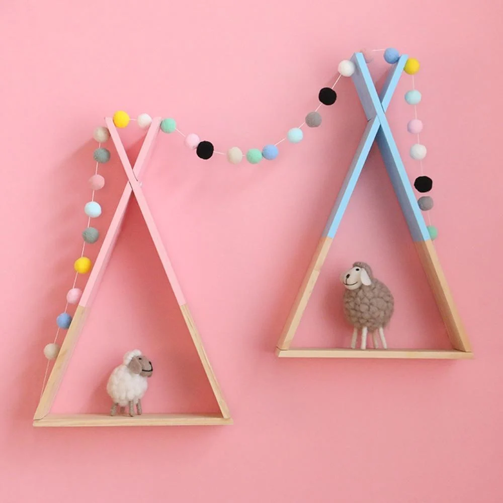 Color Dipped Wooden Triangle Wall Shelf - Glova