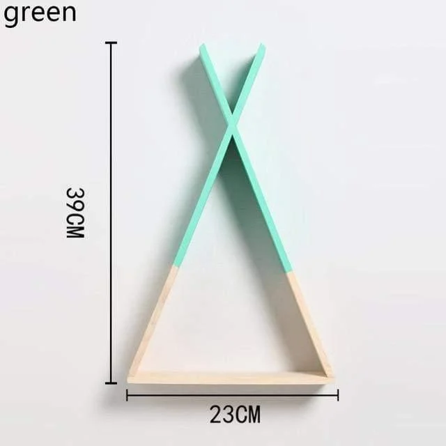 Color Dipped Wooden Triangle Wall Shelf - Glova