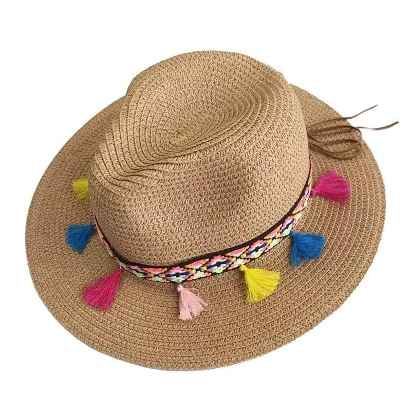 Colored Tassels Straw Hat - Glova