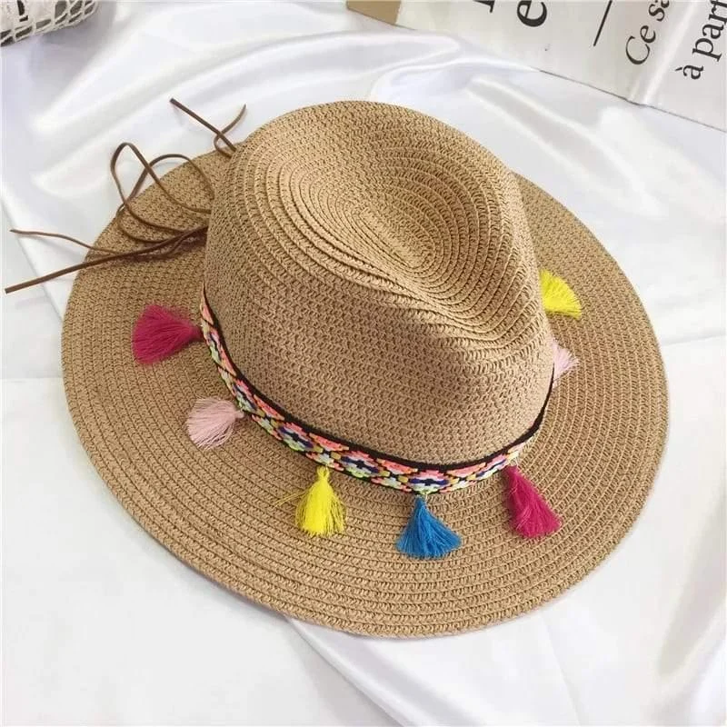 Colored Tassels Straw Hat - Glova