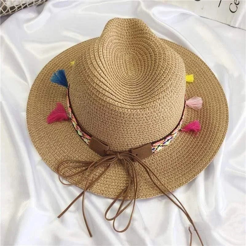 Colored Tassels Straw Hat - Glova