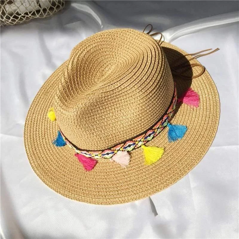 Colored Tassels Straw Hat - Glova