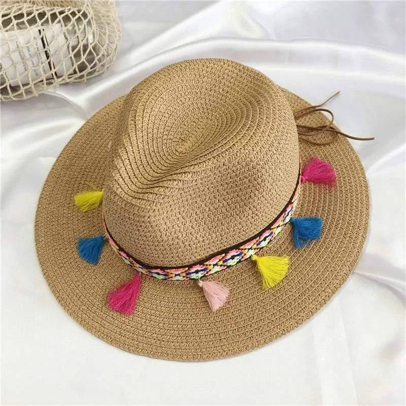 Colored Tassels Straw Hat - Glova