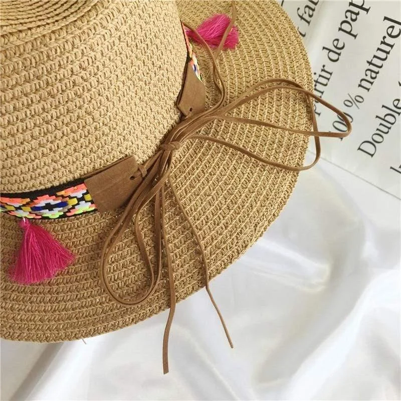 Colored Tassels Straw Hat - Glova