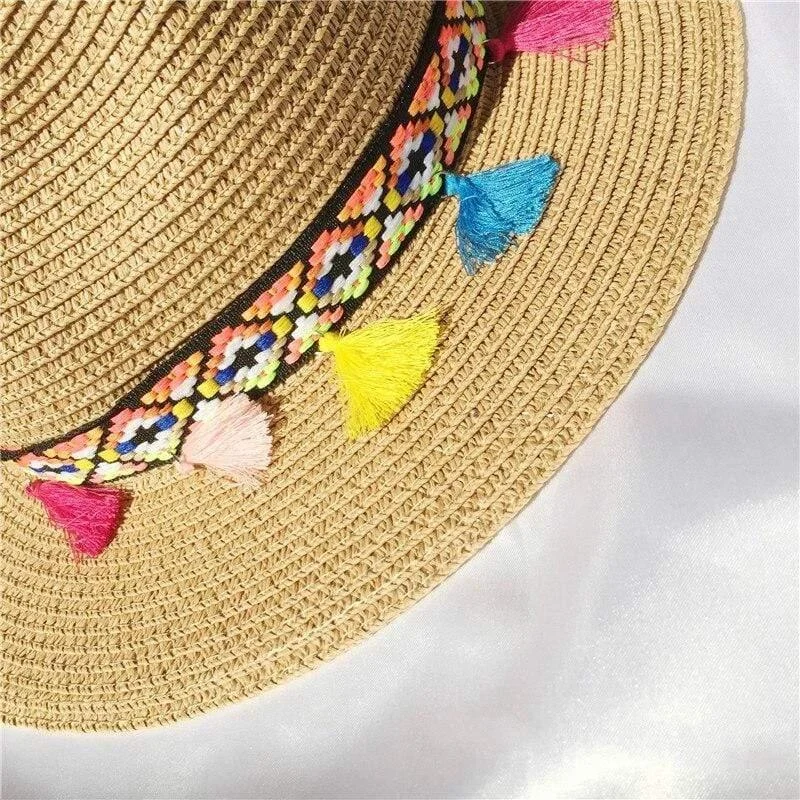 Colored Tassels Straw Hat - Glova