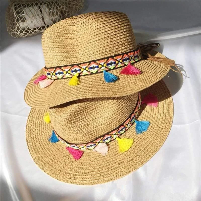 Colored Tassels Straw Hat - Glova