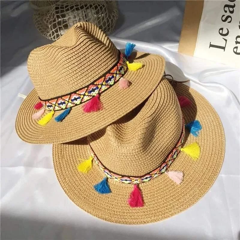 Colored Tassels Straw Hat - Glova