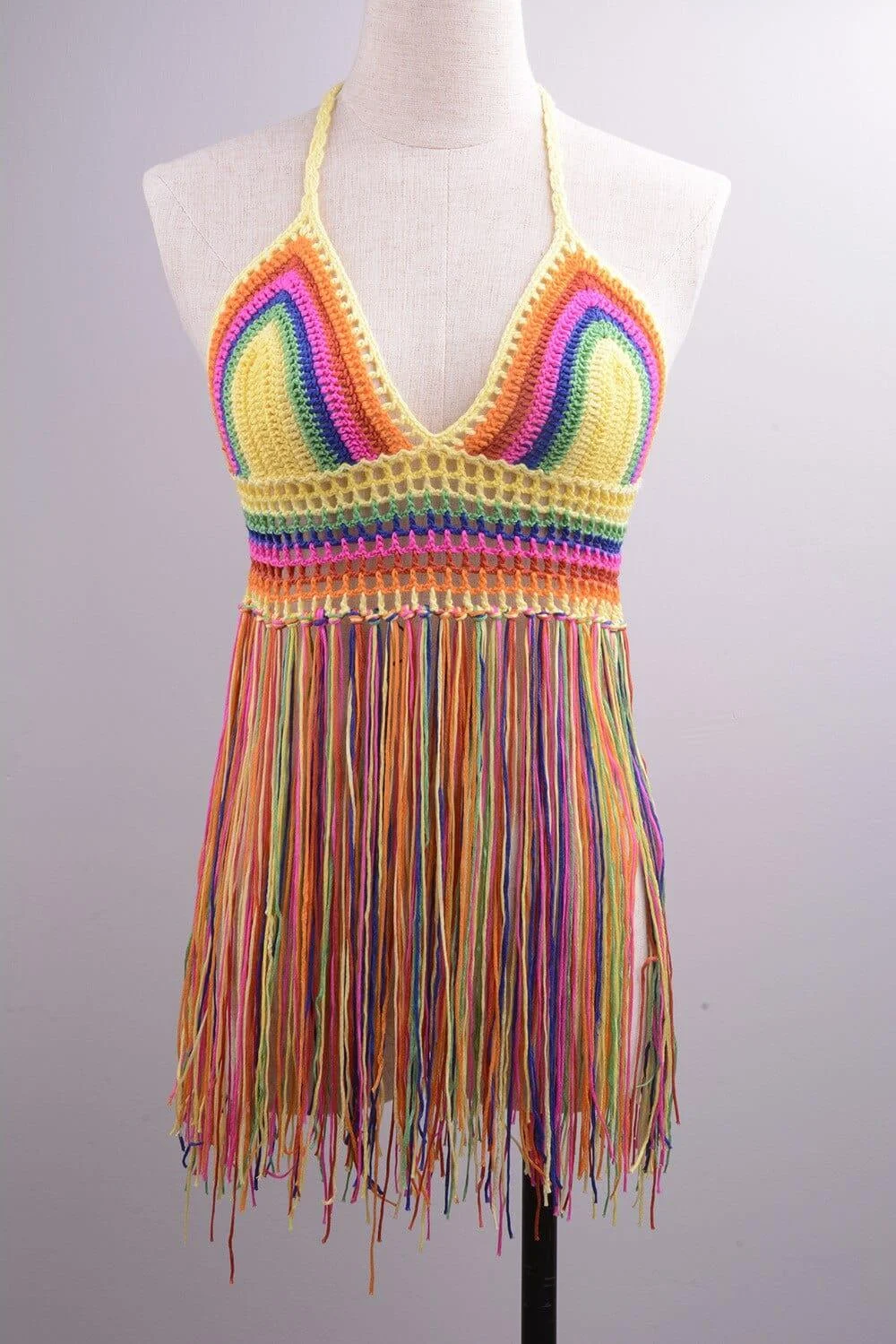 Colorful Crochet Tasseled Top - Glova