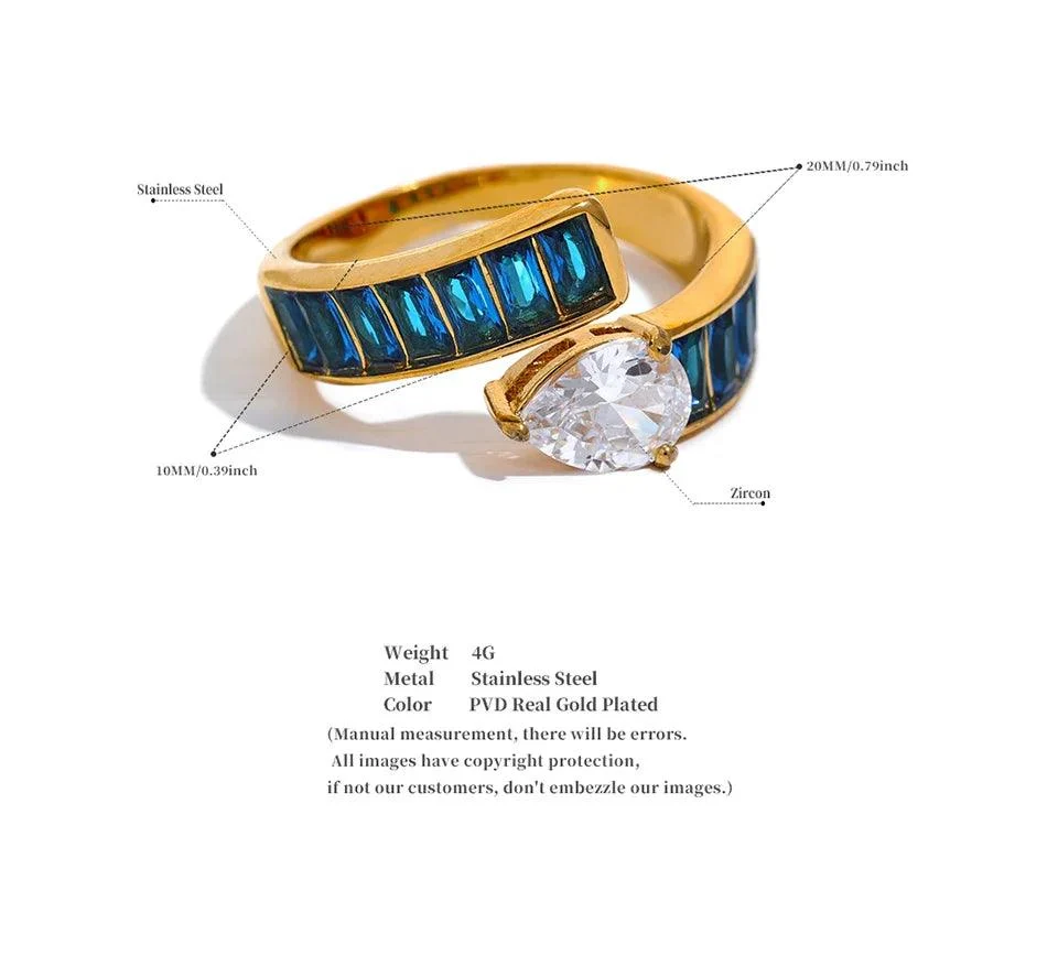 Colorful Cubic Zirconia Wrap Ring - Glova