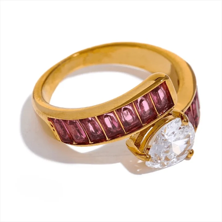 Colorful Cubic Zirconia Wrap Ring - Glova