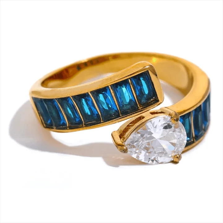 Colorful Cubic Zirconia Wrap Ring - Glova