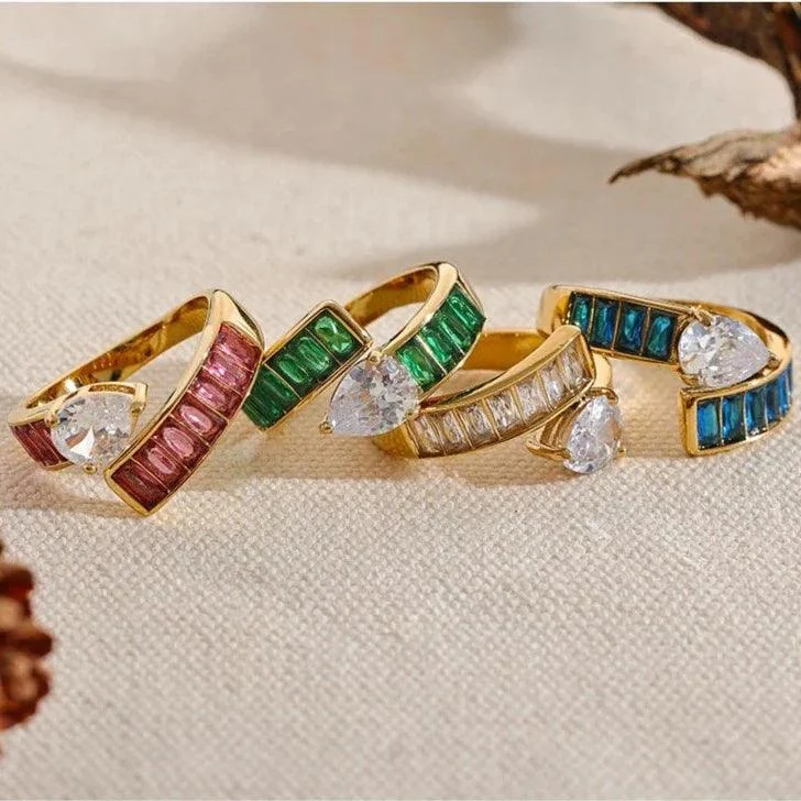 Colorful Cubic Zirconia Wrap Ring - Glova