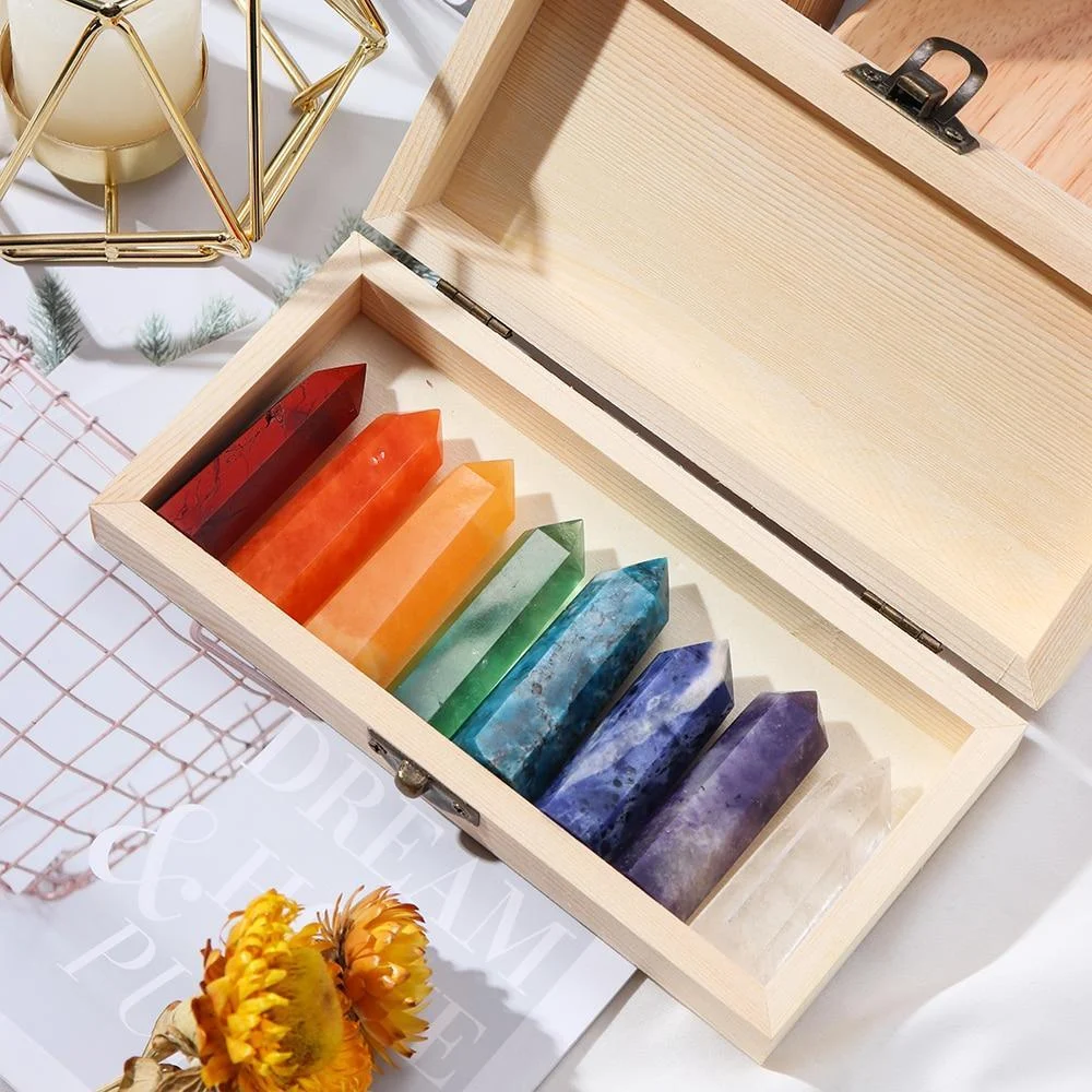 Colorful Natural Crystal Wands Gift Box 8pcs - Glova