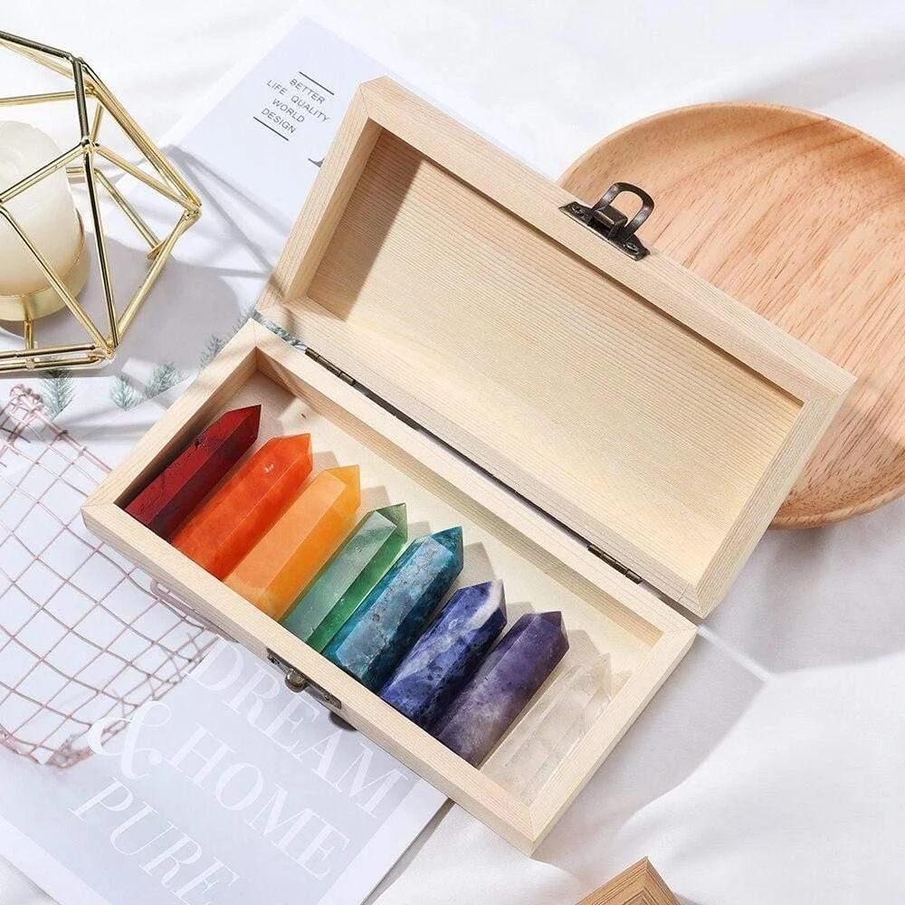 Colorful Natural Crystal Wands Gift Box 8pcs - Glova