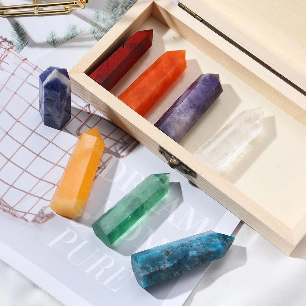 Colorful Natural Crystal Wands Gift Box 8pcs - Glova