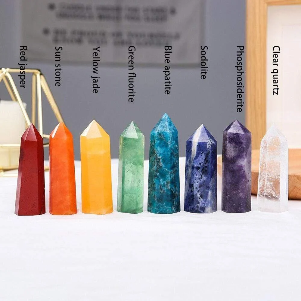 Colorful Natural Crystal Wands Gift Box 8pcs - Glova