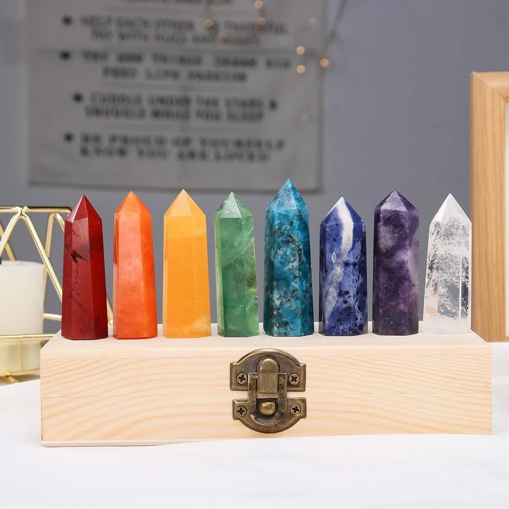 Colorful Natural Crystal Wands Gift Box 8pcs - Glova