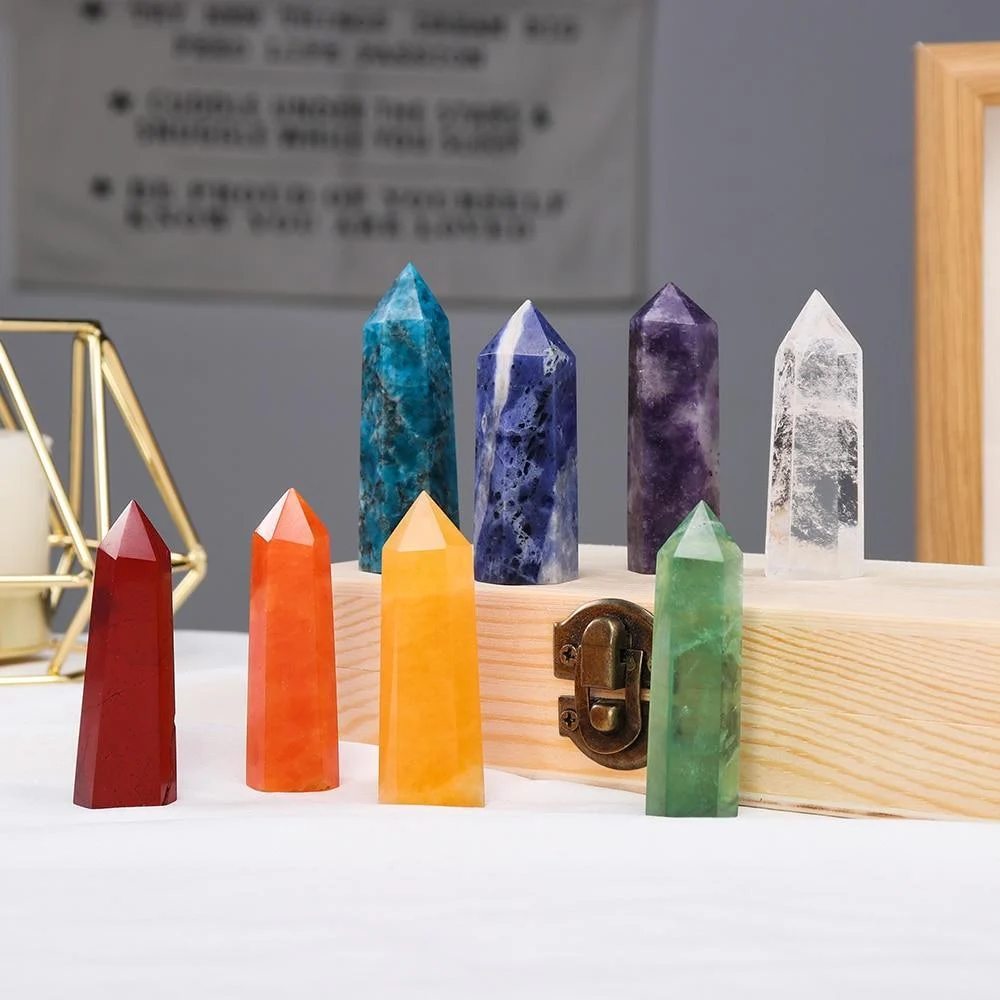 Colorful Natural Crystal Wands Gift Box 8pcs - Glova