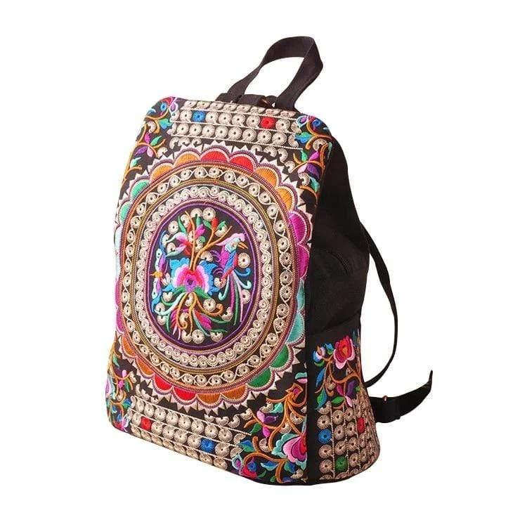 Colorful Traditional Style Embroidered Backpack - Glova