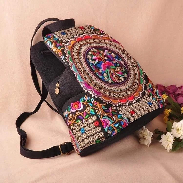 Colorful Traditional Style Embroidered Backpack - Glova