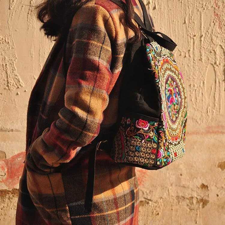 Colorful Traditional Style Embroidered Backpack - Glova