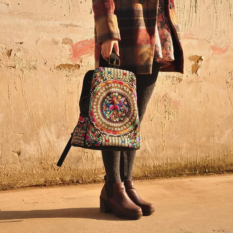 Colorful Traditional Style Embroidered Backpack - Glova