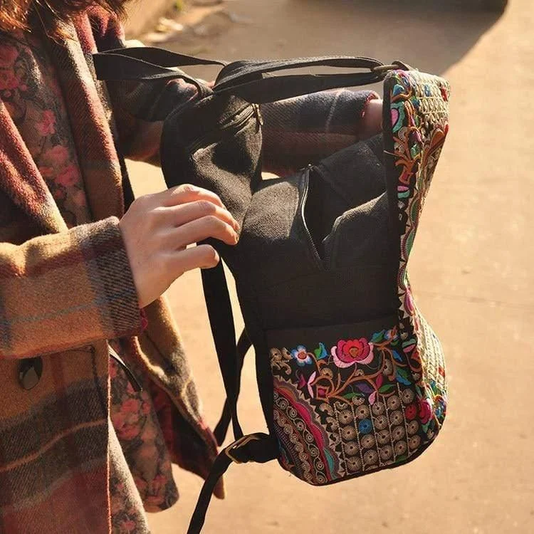 Colorful Traditional Style Embroidered Backpack - Glova