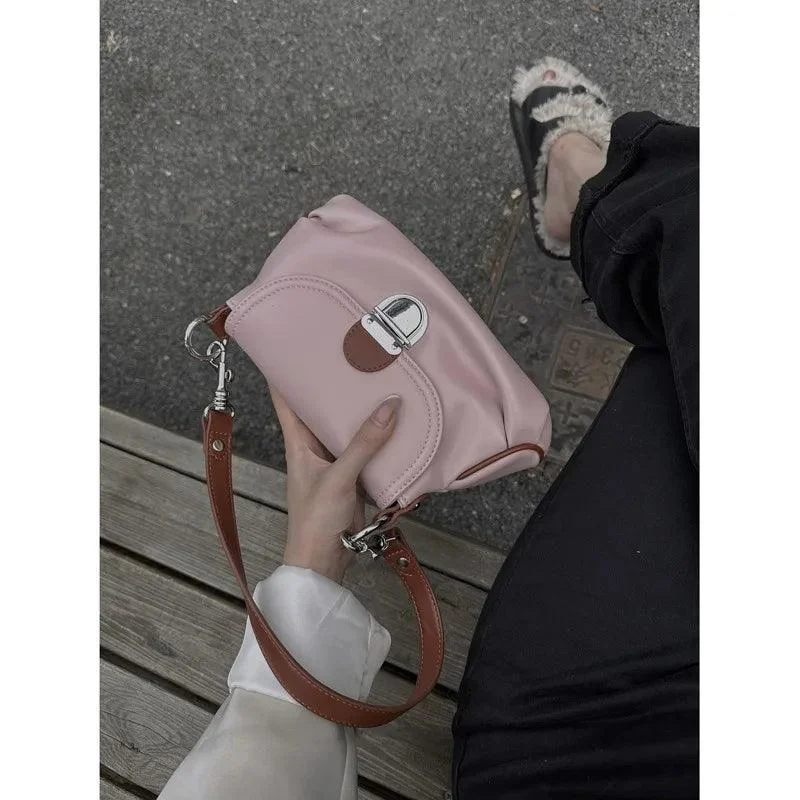 Contrast Color PU Leather Exquisite Daily Ladies Armpit Bag - Glova