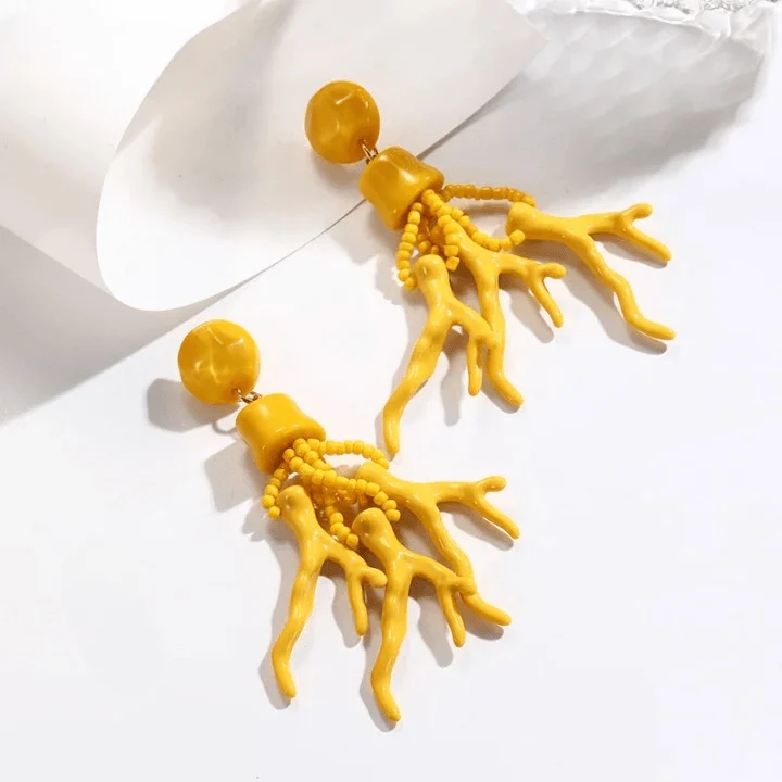 Coral Resin Drop Earrings - Glova