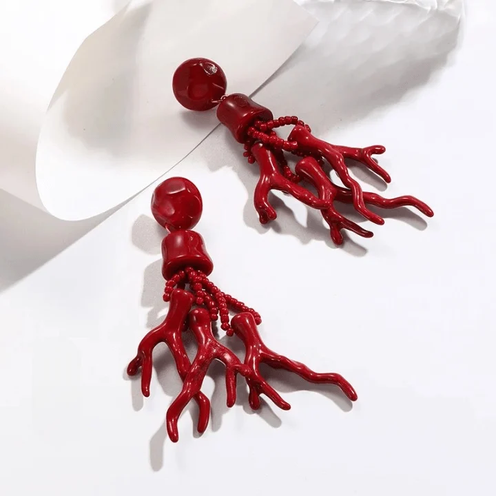 Coral Resin Drop Earrings - Glova