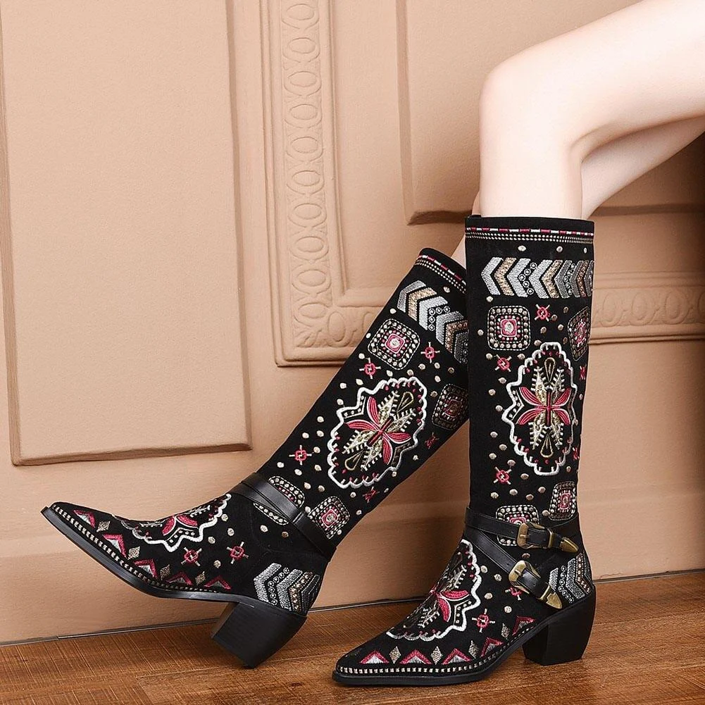 Cori Embroidery Western Boots - Glova