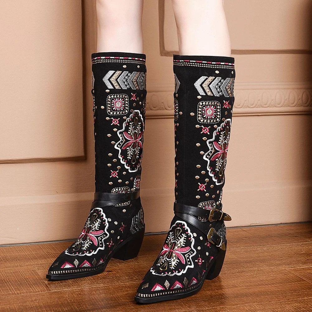 Cori Embroidery Western Boots - Glova