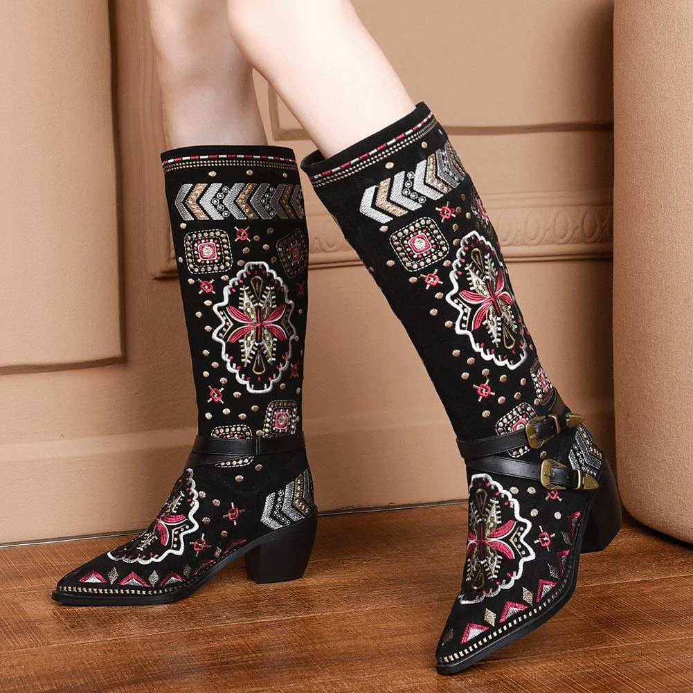 Cori Embroidery Western Boots - Glova