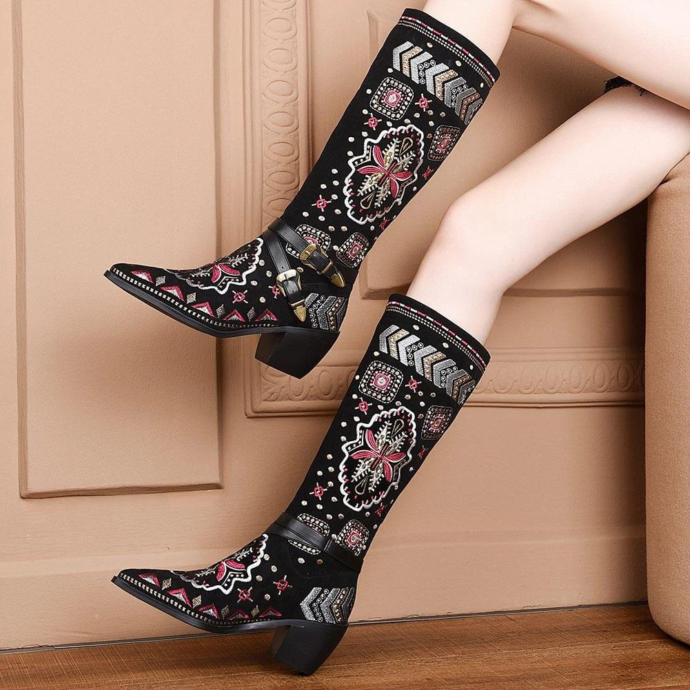 Cori Embroidery Western Boots - Glova