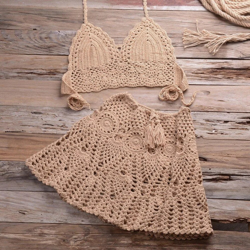 Corinna Crochet Bikini Skirt Set - Glova