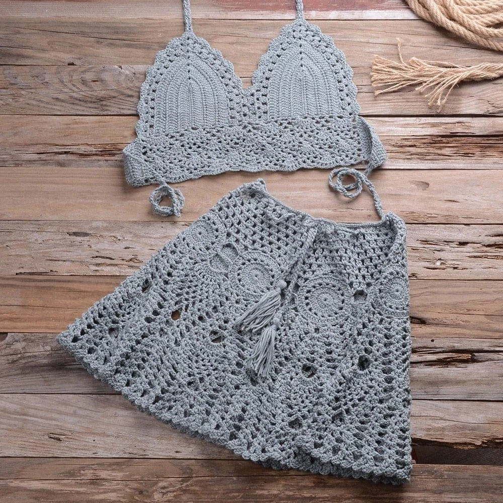 Corinna Crochet Bikini Skirt Set - Glova