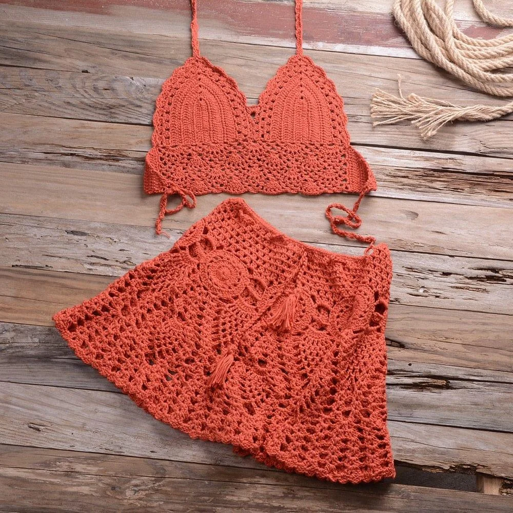 Corinna Crochet Bikini Skirt Set - Glova