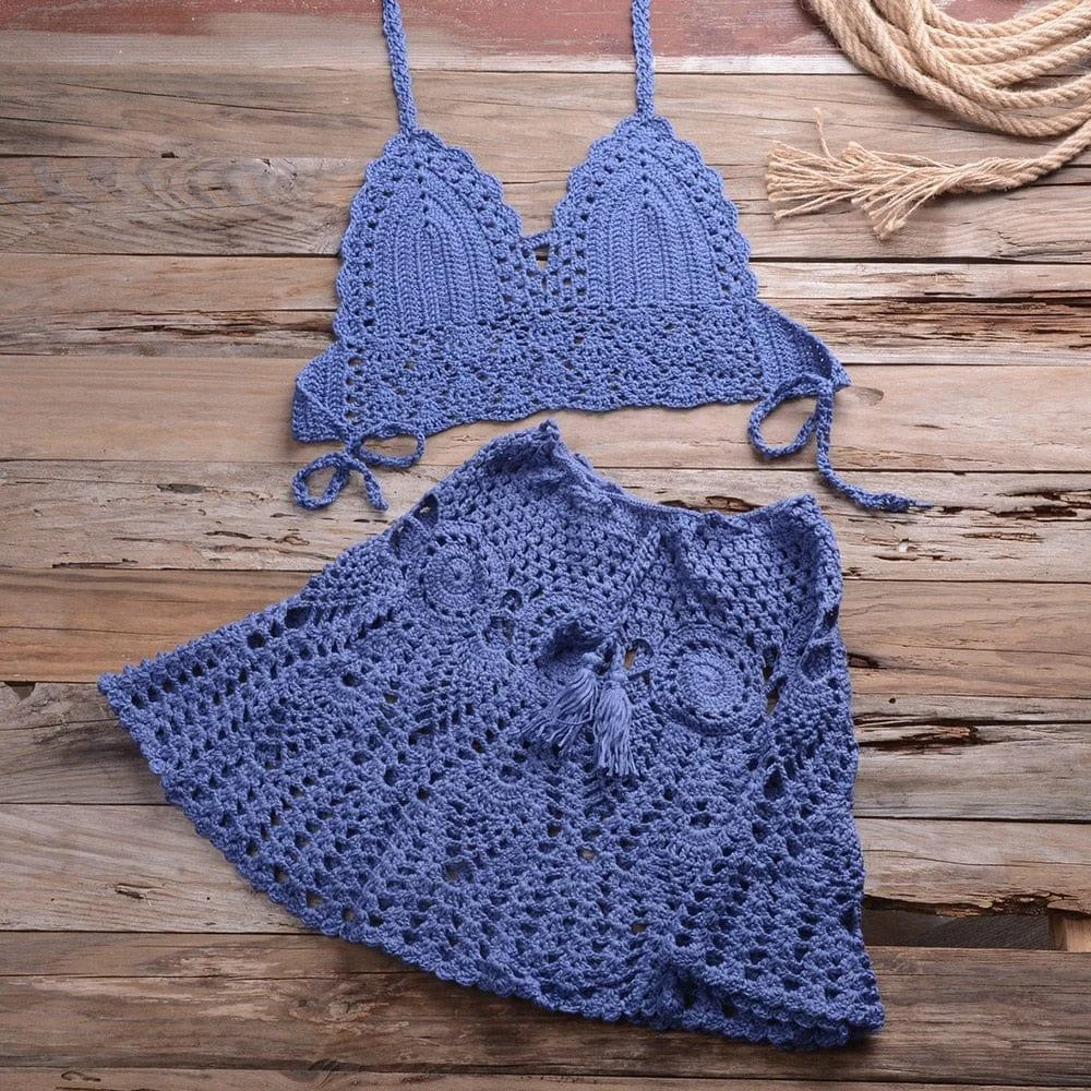 Corinna Crochet Bikini Skirt Set - Glova