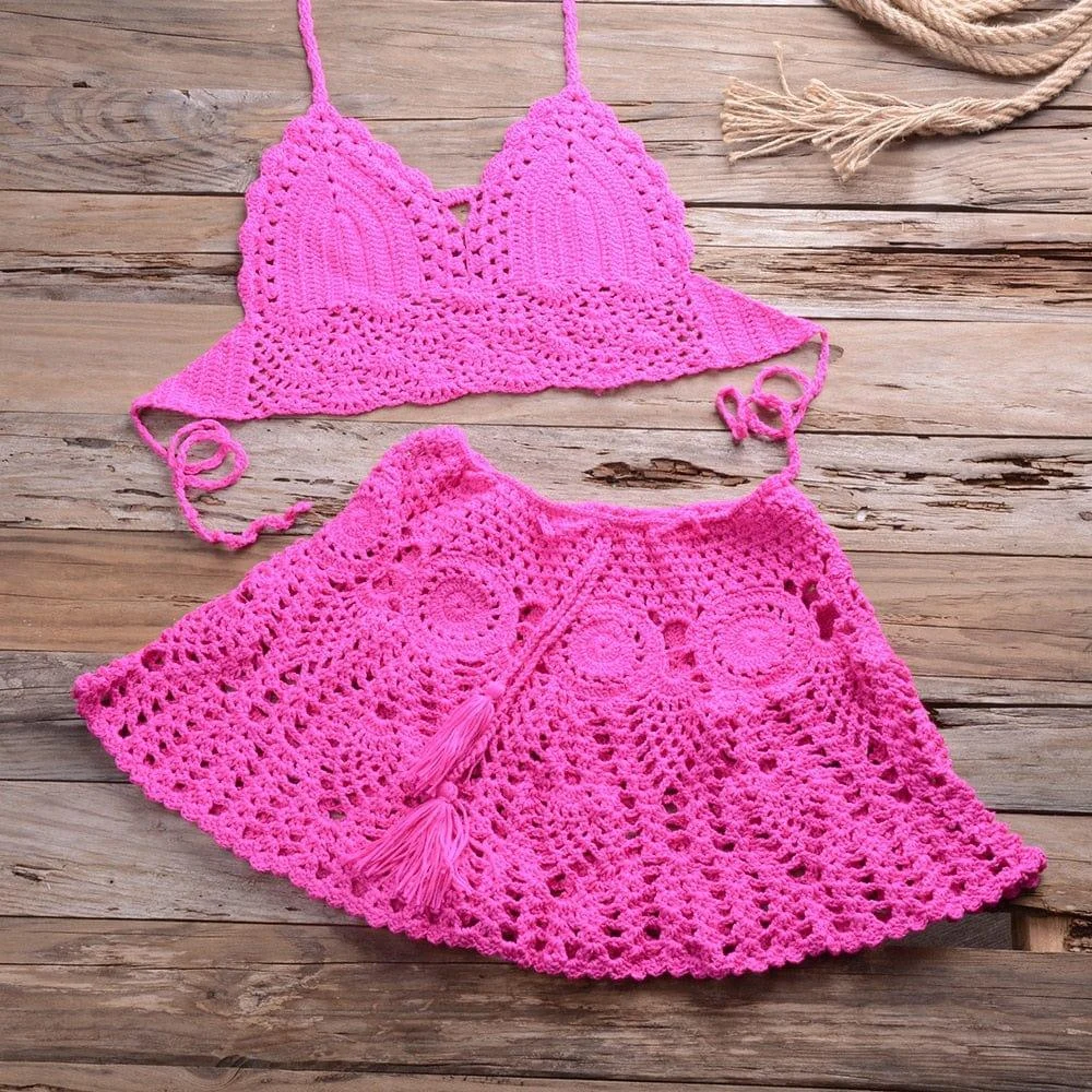 Corinna Crochet Bikini Skirt Set - Glova