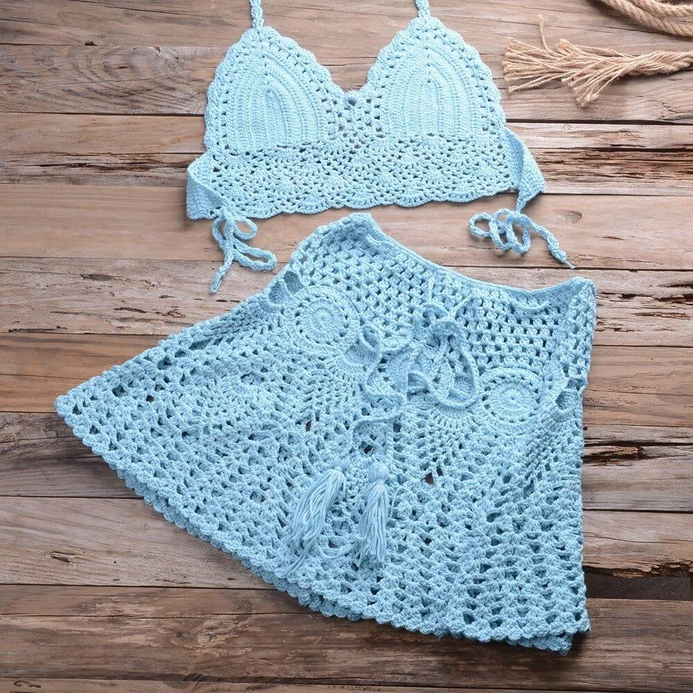 Corinna Crochet Bikini Skirt Set - Glova