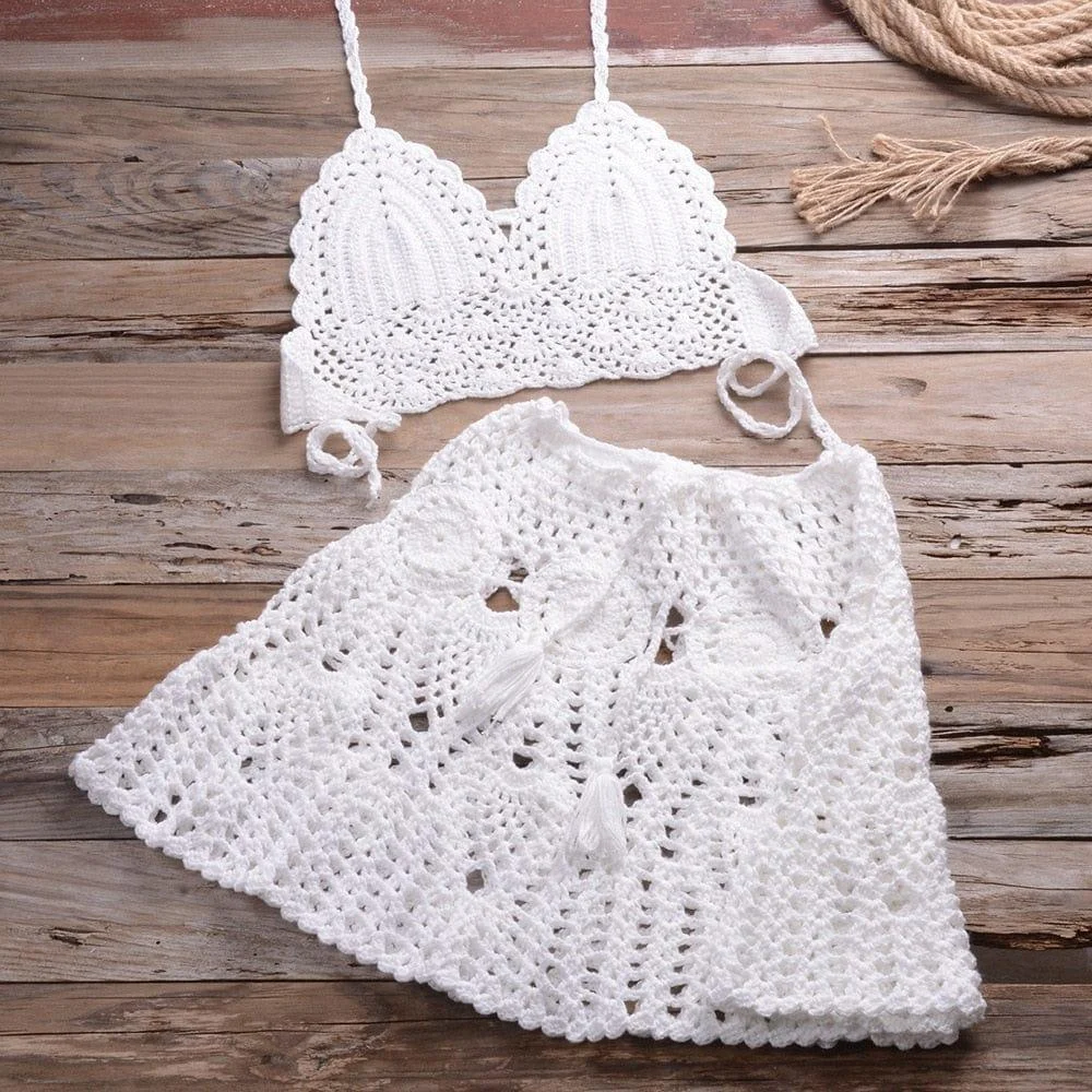 Corinna Crochet Bikini Skirt Set - Glova