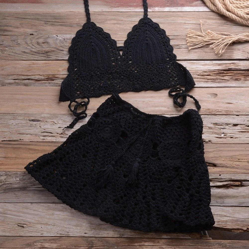 Corinna Crochet Bikini Skirt Set - Glova