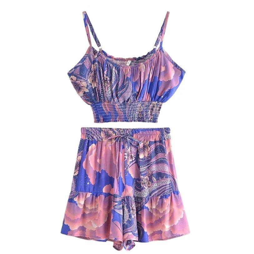 Cosmic Cloud Boho Two Piece Set in Blue - Glova