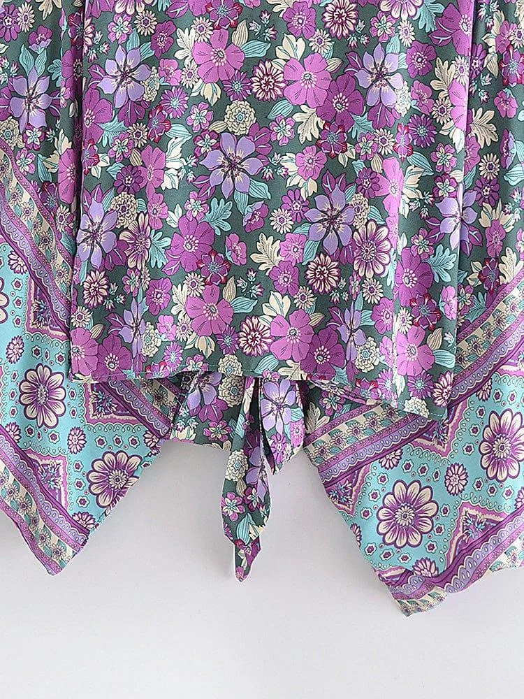 Cosmos Cropped Kimono in Purple - Glova