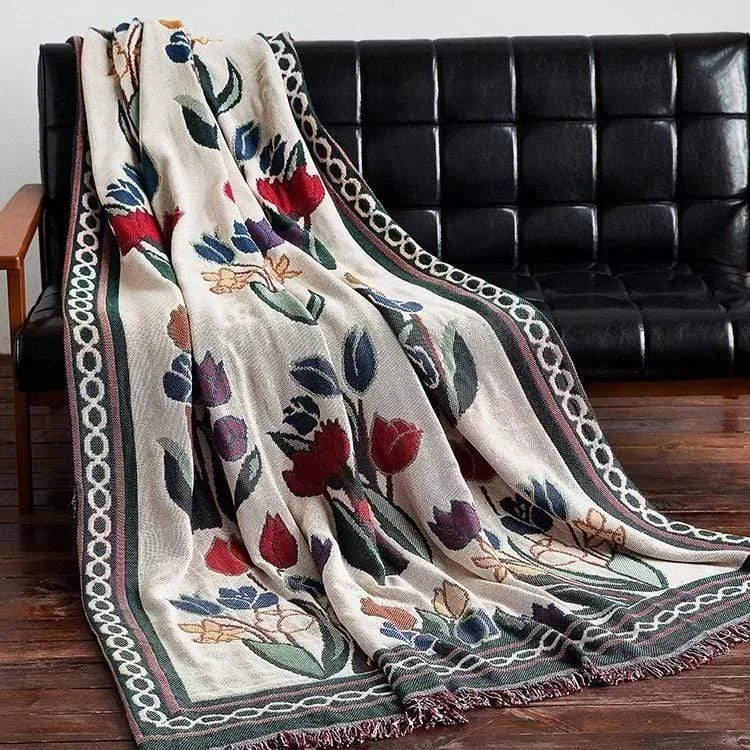 Country Style Floral Throw - Glova