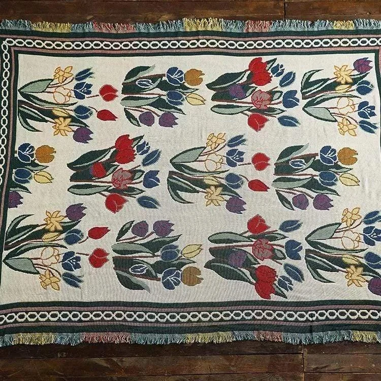 Country Style Floral Throw - Glova