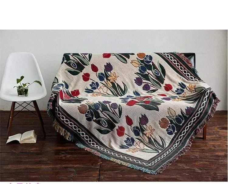 Country Style Floral Throw - Glova